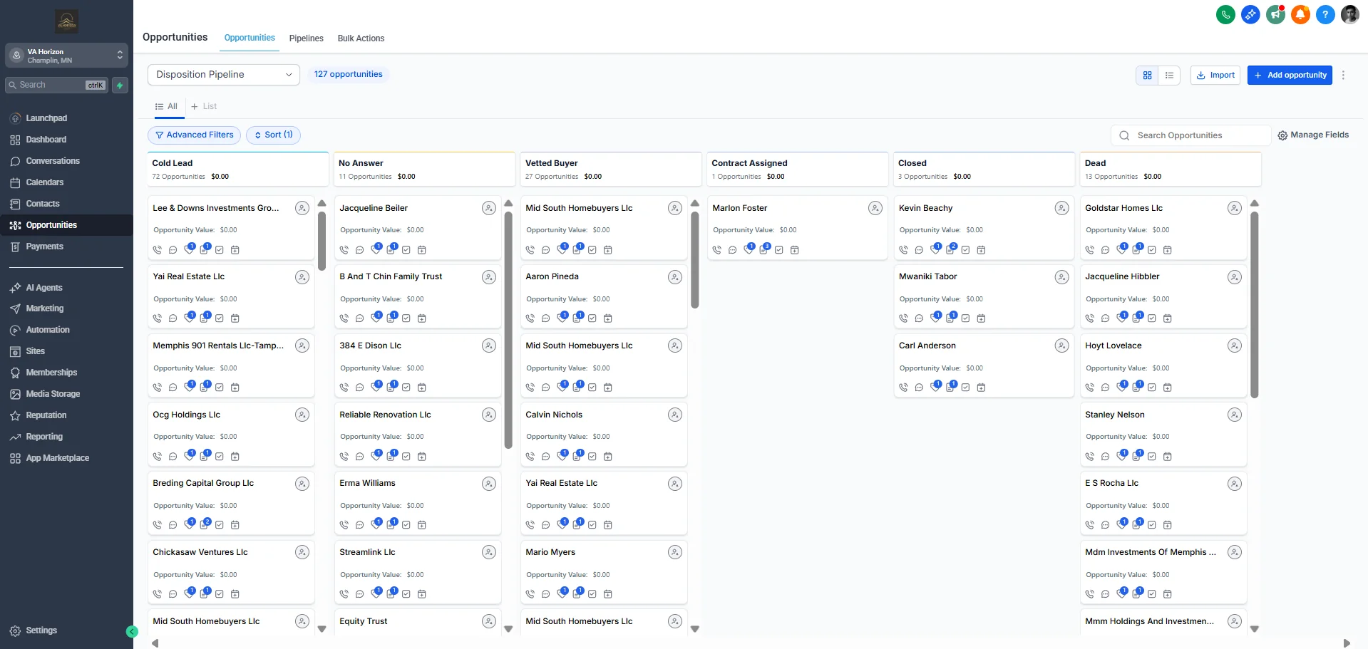 Buyer Pipeline - VA Horizon CRM
